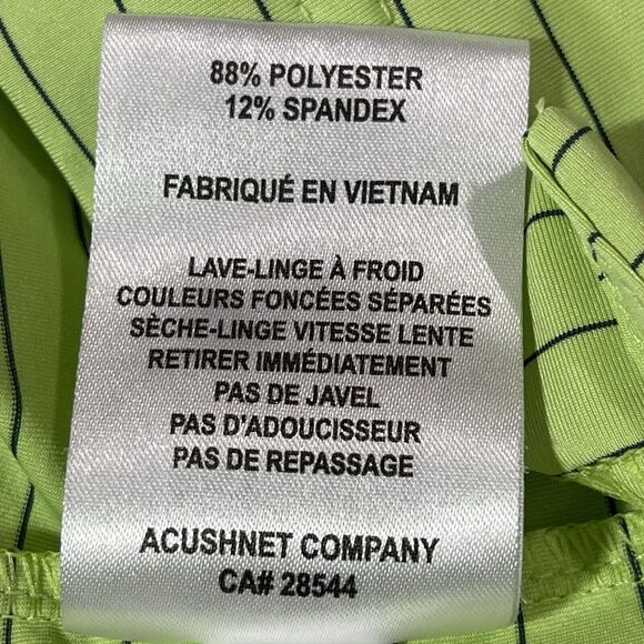 Footjoy PGA Golf Polo Shirt Mens Medium Lime Green Striped Embroidered Crest - Picture 15 of 16